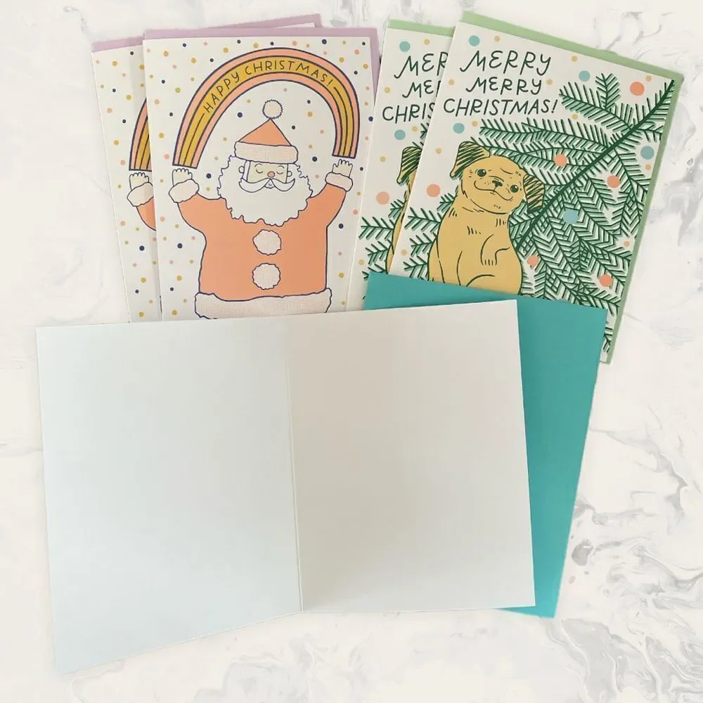 NWOT Set of 5 Christmas Greeting Cards - size 4” x 5 1/2” - multicolor